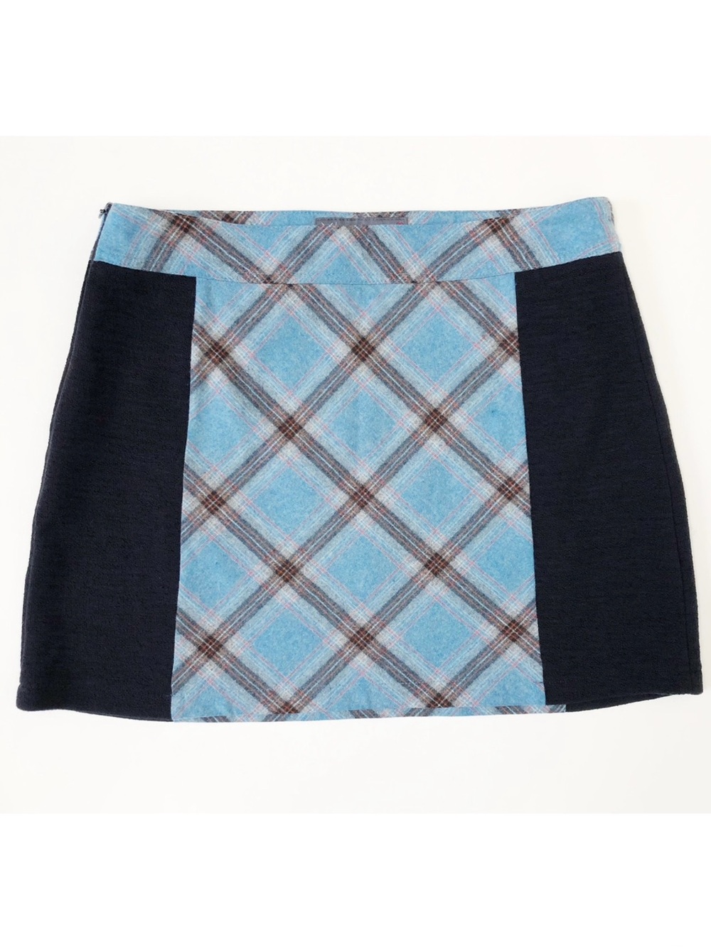 Ibex Plaid Wool Mini Skirt Size 4 Blue Black Tennis Skirt